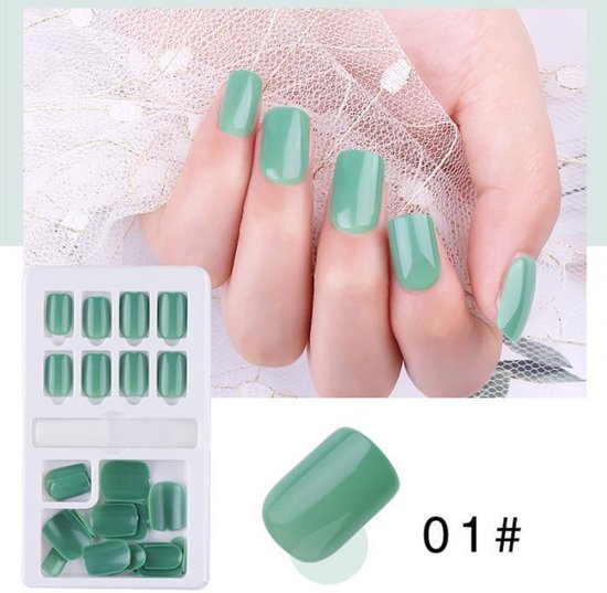 GUAPÀ® Plaknagels met Nagellijm | Groen 24 stuks