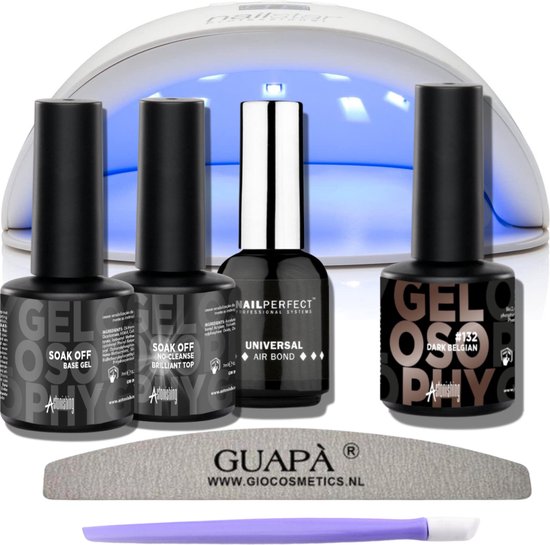 GUAPÀ® Gellak Starterspakket met Led Lamp | Gellak Donker Bruin