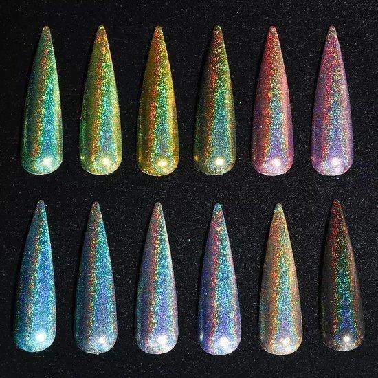 Holografische Glitter Poeder Set 12 stuks - Diverse kleuren - Nail Art Set - Gio Cosmetics