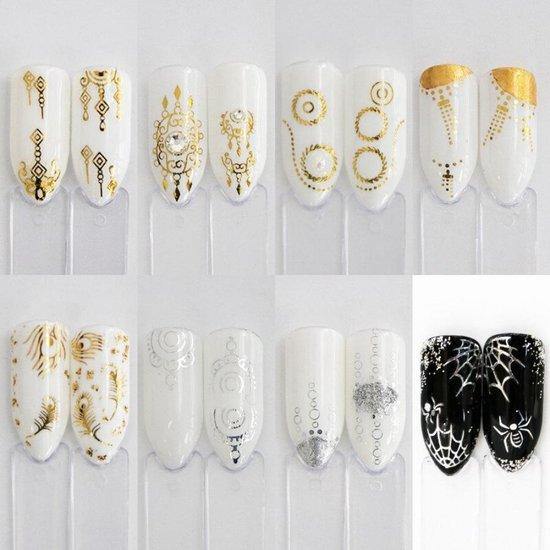 GUAPÀ - Nail Art Nagel Sjabloon Stickers 30 vellen - Zelfklevende Nagelstickers & Nageldecoratie 3D Goud en Zilver - Gio Cosmetics