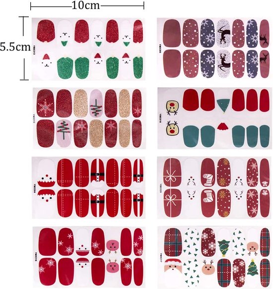 GUAPÀ® Nagelstickers & Nail wraps Kerst 8 vellentjes