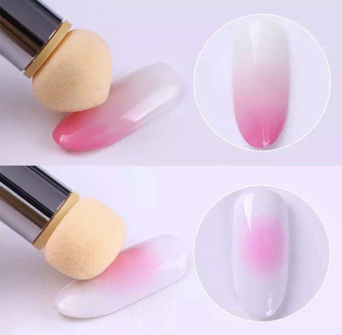 GUAPÀ - Nail Art Spons Stempel Penseel voor het maken van Babyboom en Holografisch effecten op je nagels - 3 stuks Roze, Crystal en Blauw - Gio Cosmetics