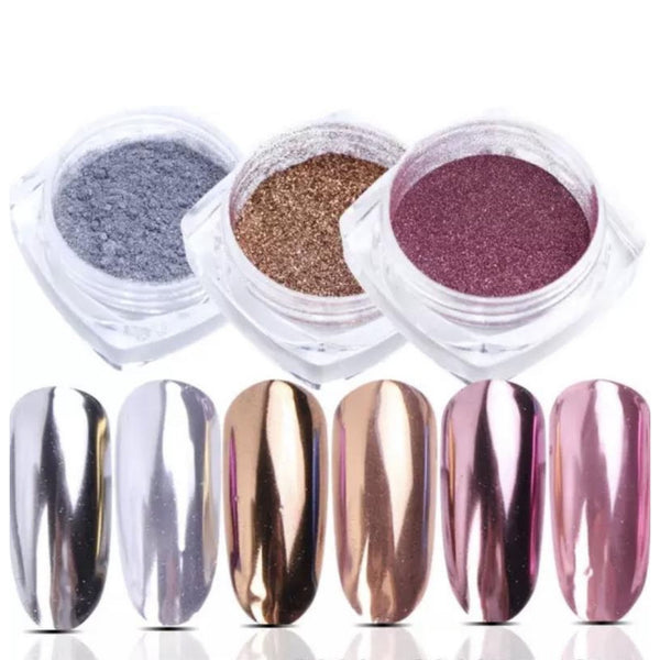 GUAPÀ® Holografische Glitter Poeder Set | Roze & Zilver & Goud