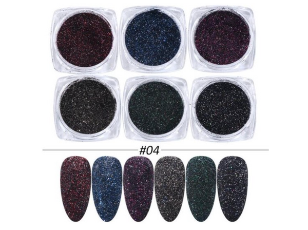 Glitter Poeder Nail Art Set - 6 Stuks - Rood / Groen - Nagel Decoratie Strass - Gio Cosmetics