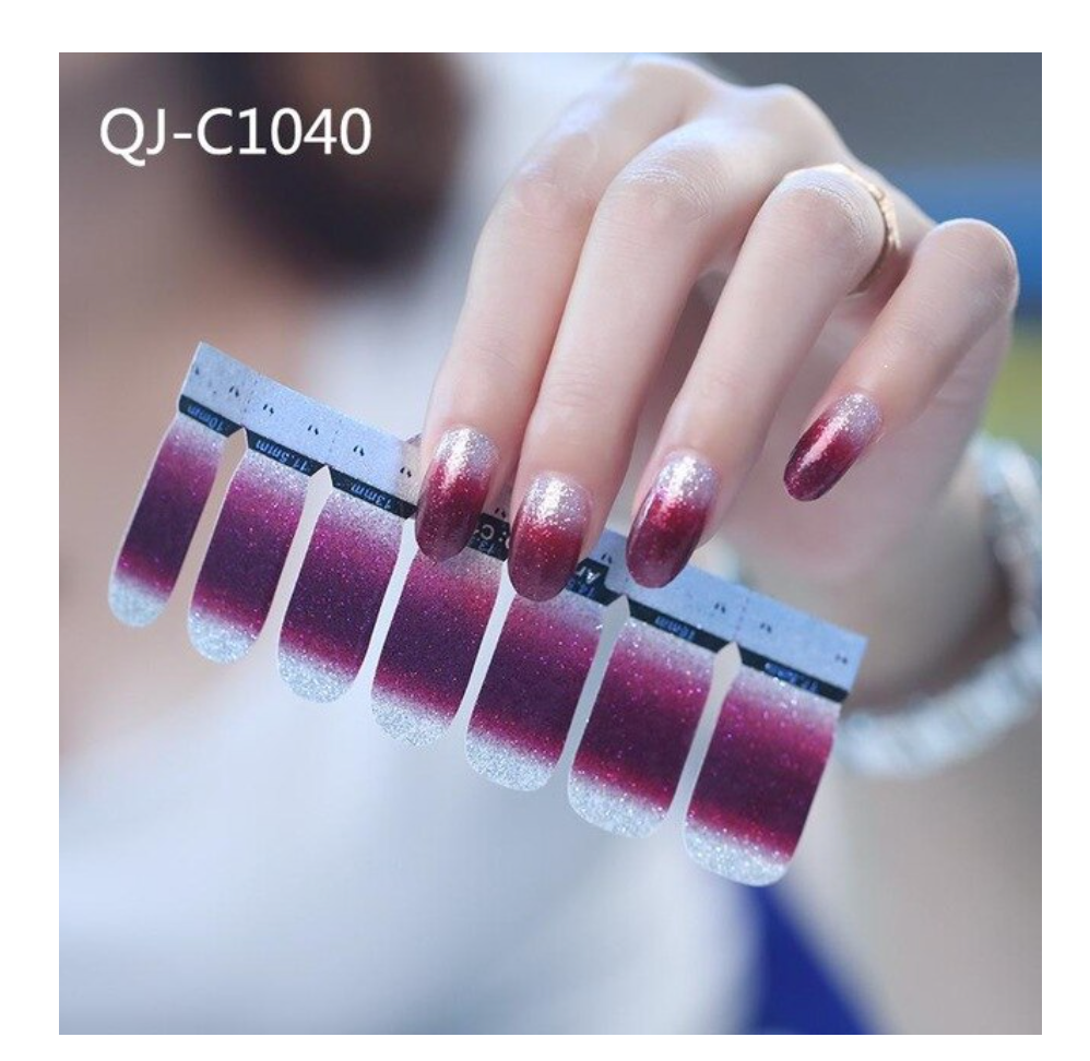 GUAPÀ - Nagelstickers & Nail wraps - Nail Art - Nagel Folie - Zilver / Bordeaux Rood - 14 stuks - Gio Cosmetics