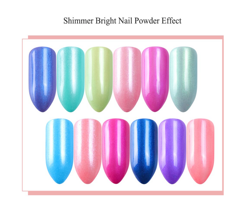 GUAPÀ - Nagel Nail Art Holografische Glinster Glitter Poeder - Diverse Kleuren - 12 stuks - Gio Cosmetics