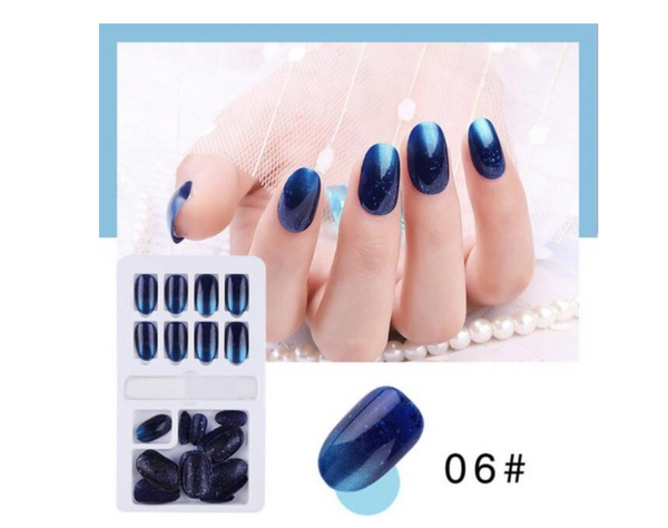 GUAPÀ - Plaknagels Navy Blue + Nagellijm - High Quality - 24 stuks - Gio Cosmetics