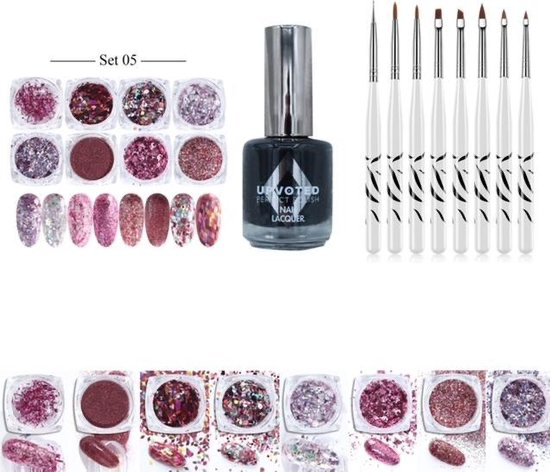 GUAPÀ® Nail Art Glitter Poeder Set Unique | Rosé