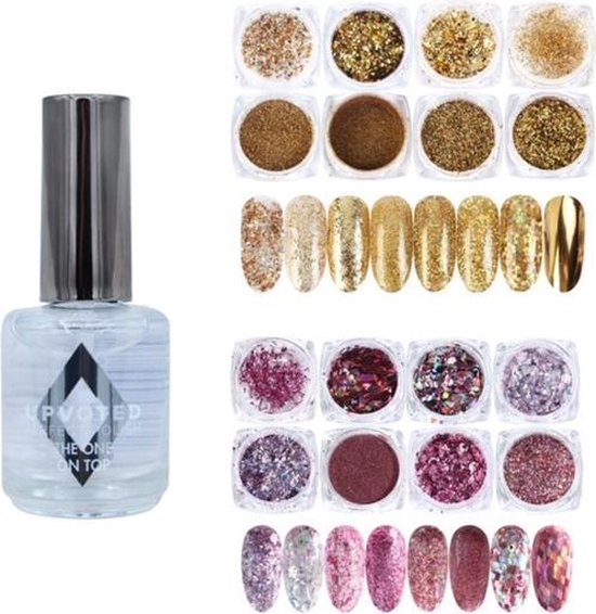 GUAPÀ® Nagel Glitter Poeder Set Easy | Goud Rosé