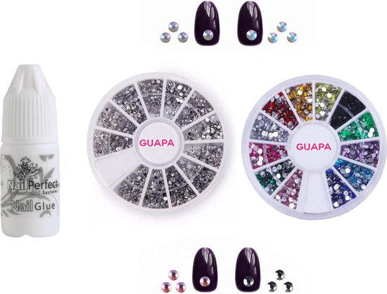 GUAPÀ® Nail Art steentjes incl Nagellijm | 3 Delig