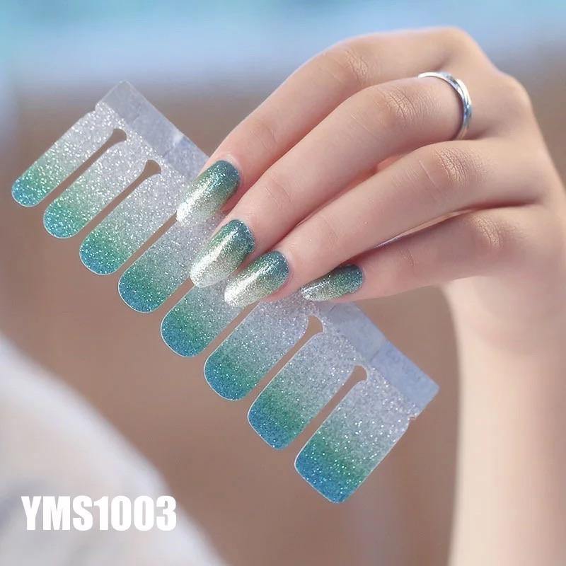 Nagelstickers Glitter Silver / Green - Gio Cosmetics