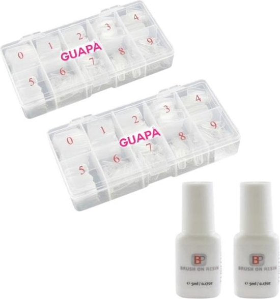 GUAPÀ® Nagel Tips Kunstnagel Set Transparant Pretty | 2 x 500 stuks